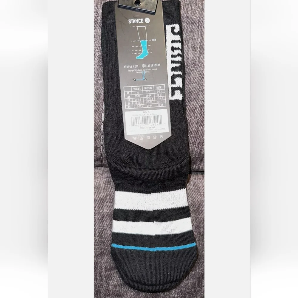 NWT Kid's OG Stance Black and White Socks